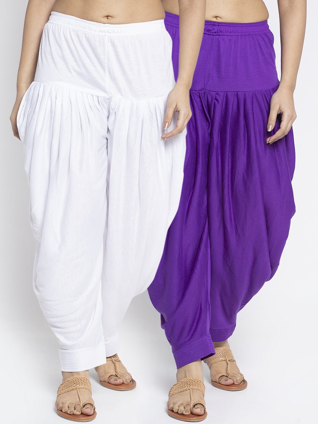 GRACIT Women White & Purple Pack Of 2 Solid Salwar