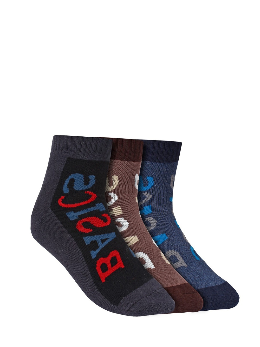 Creature Men Pack Of 3 Assorted Combed Cotton Ankle-Length Socks