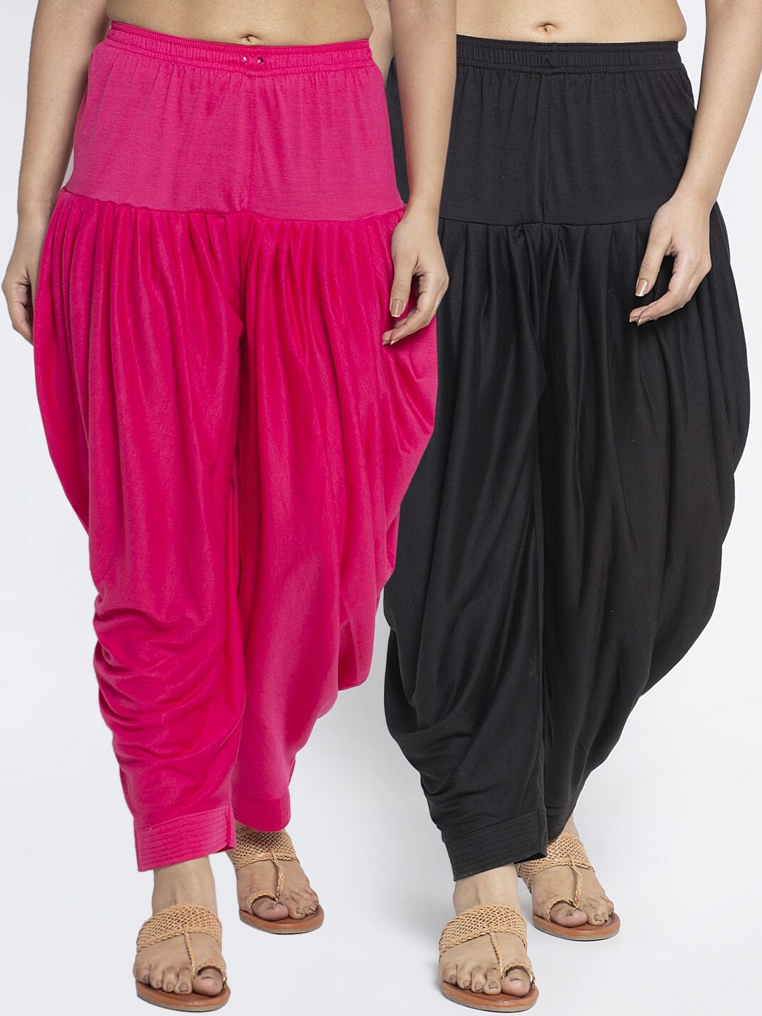 GRACIT Women Pack Of 2 Black & Pink Solid Salwars