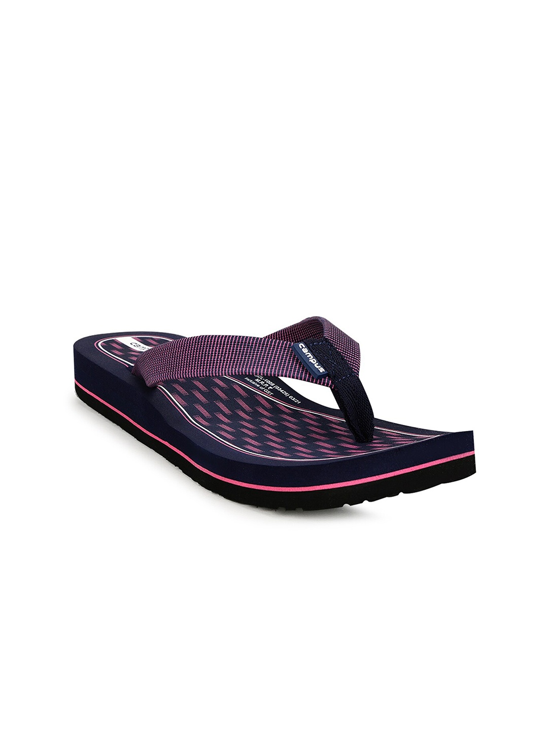 Campus Women Navy Blue & Pink Printed Thong Flip-Flops