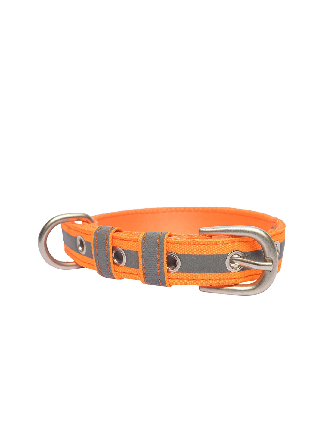 PETWALE Orange & Grey Striped Reflective Dog Pet Collar