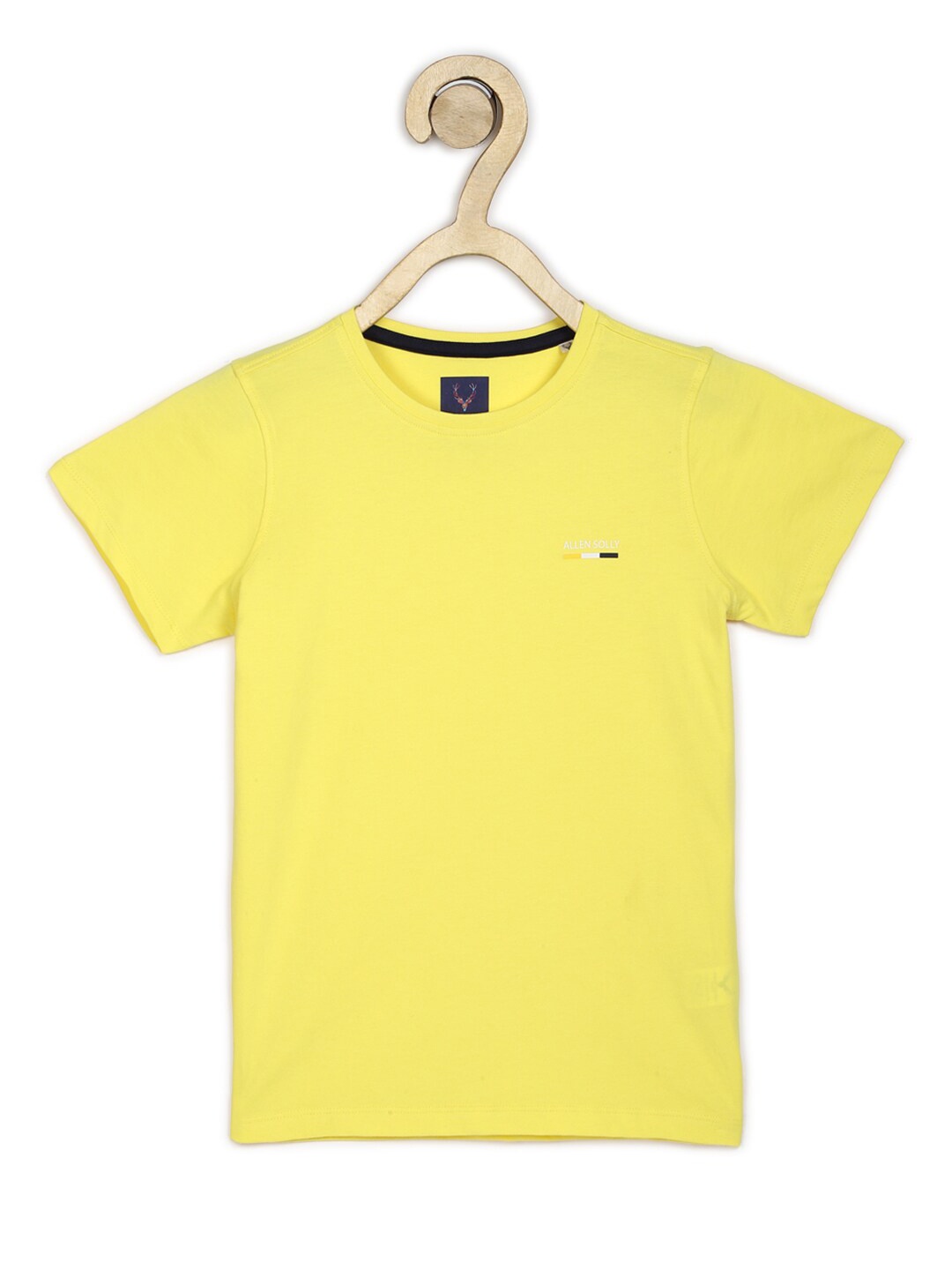 Allen Solly Junior Boys Yellow Navy Blue 2 Cotton Pure Cotton T-shirt