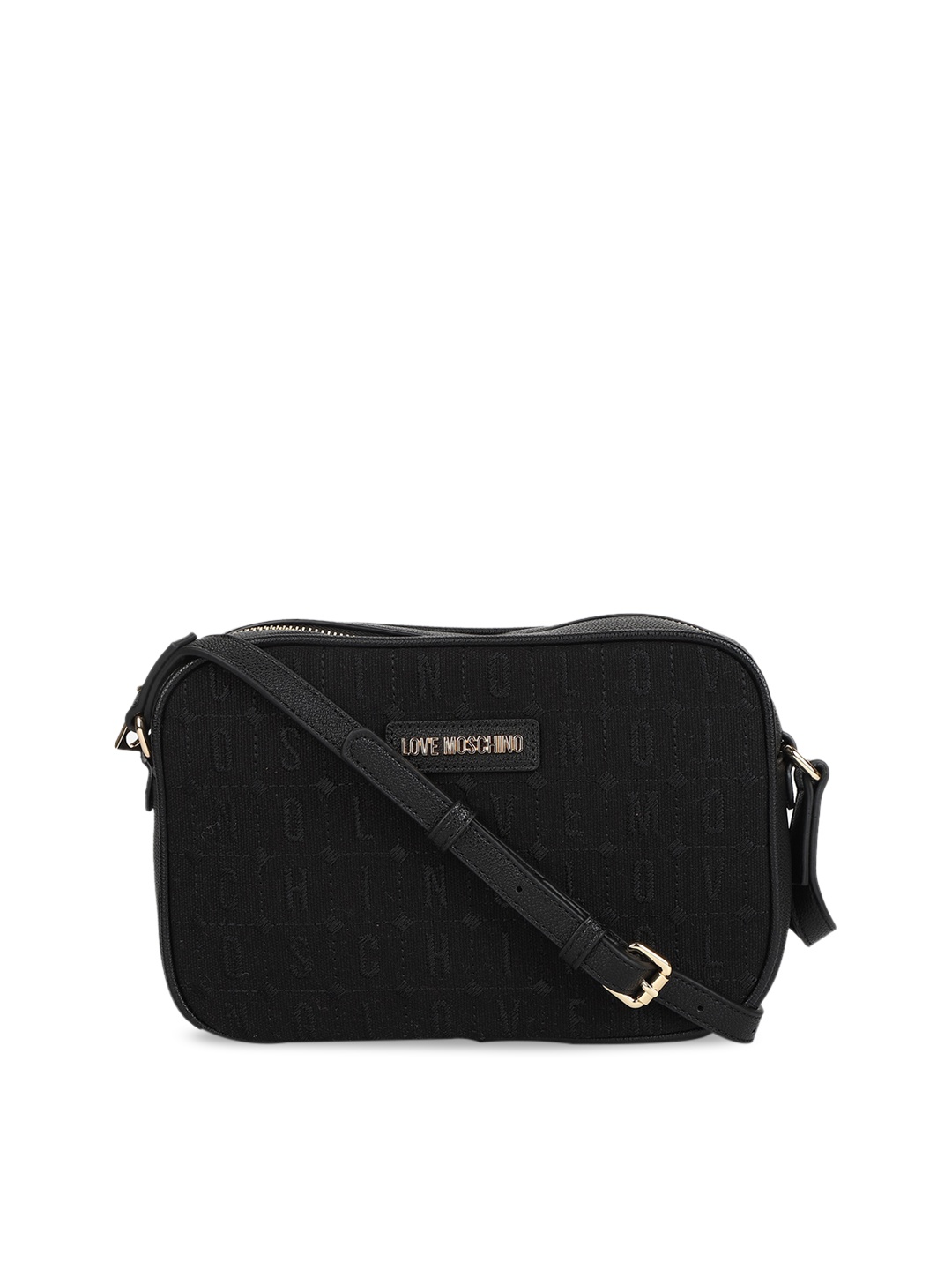 LOVE MOSCHINO Women Black Embroidered Structured Sling Bag