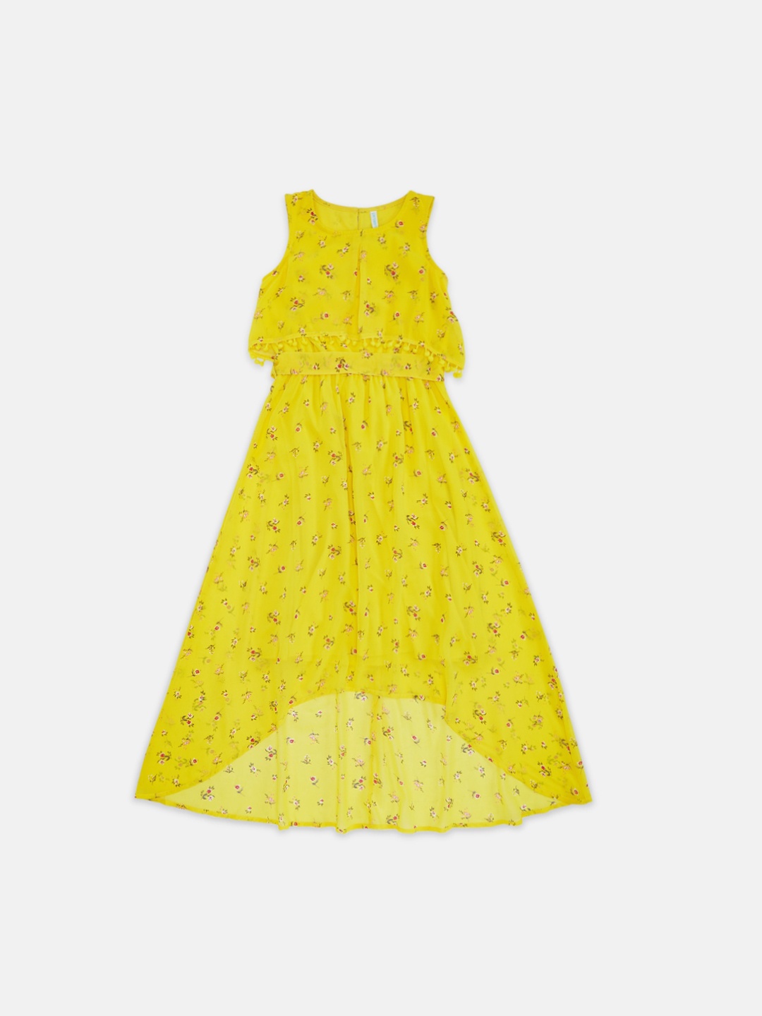 Pantaloons Junior Mustard Yellow Floral Georgette Maxi Dress