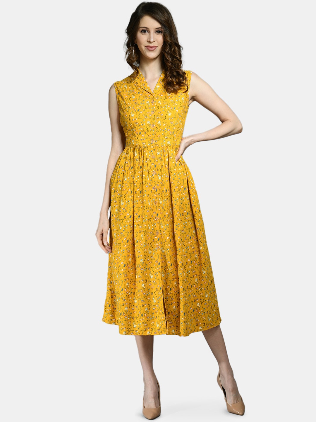 Myshka Mustard Midi Dress