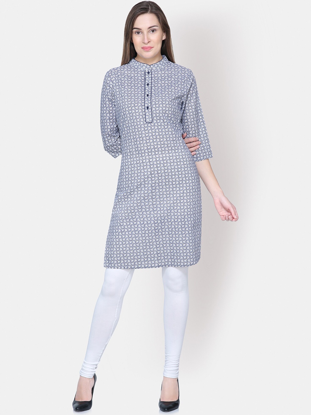 Yaadleen Women Navy Blue Printed Kurta
