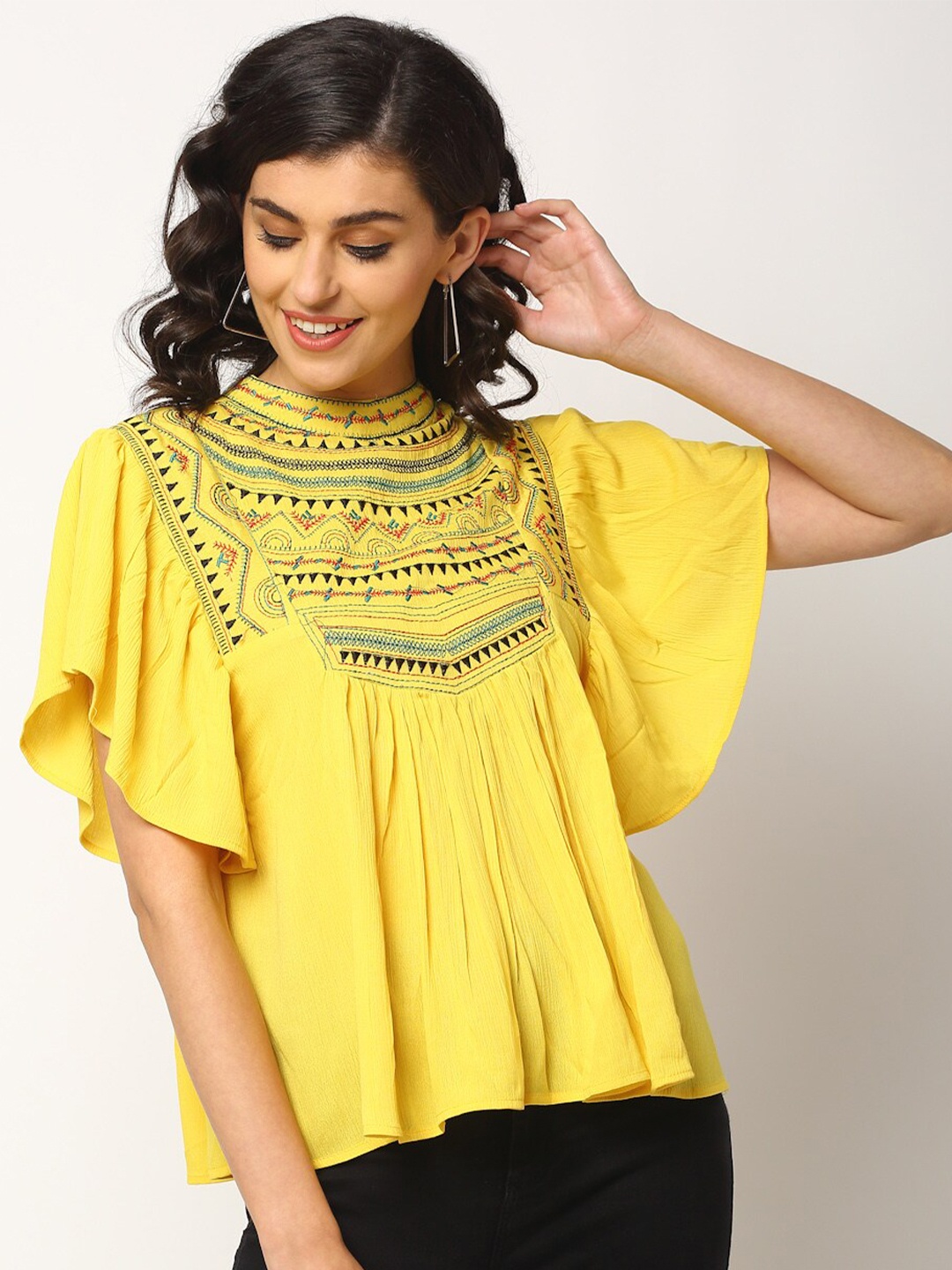 Miaz Lifestyle Women Yellow Regular Top