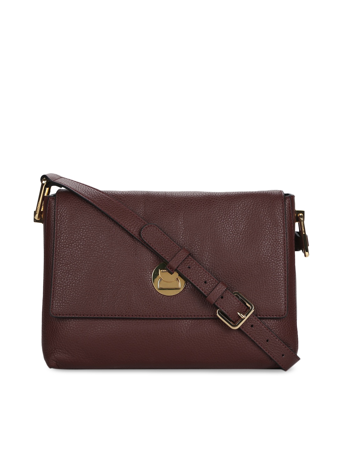 Coccinelle Maroon Textured Leather Sling Bag