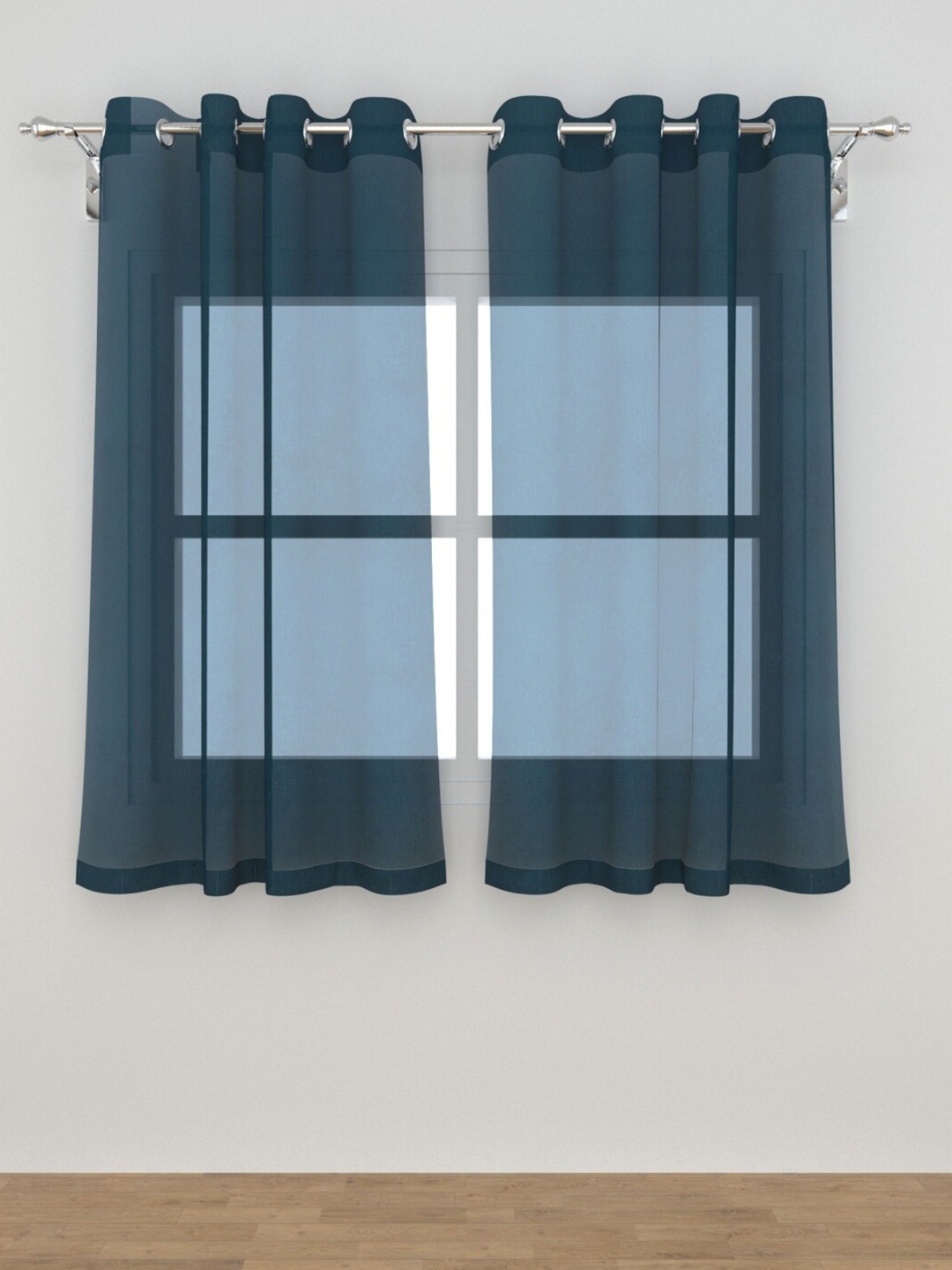 Home Centre Set of 2 Blue Sheer Window Curtains