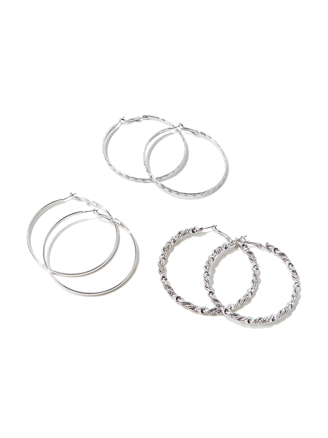 FOREVER 21 Silver-Toned Set of 3 Circular Hoop Earrings
