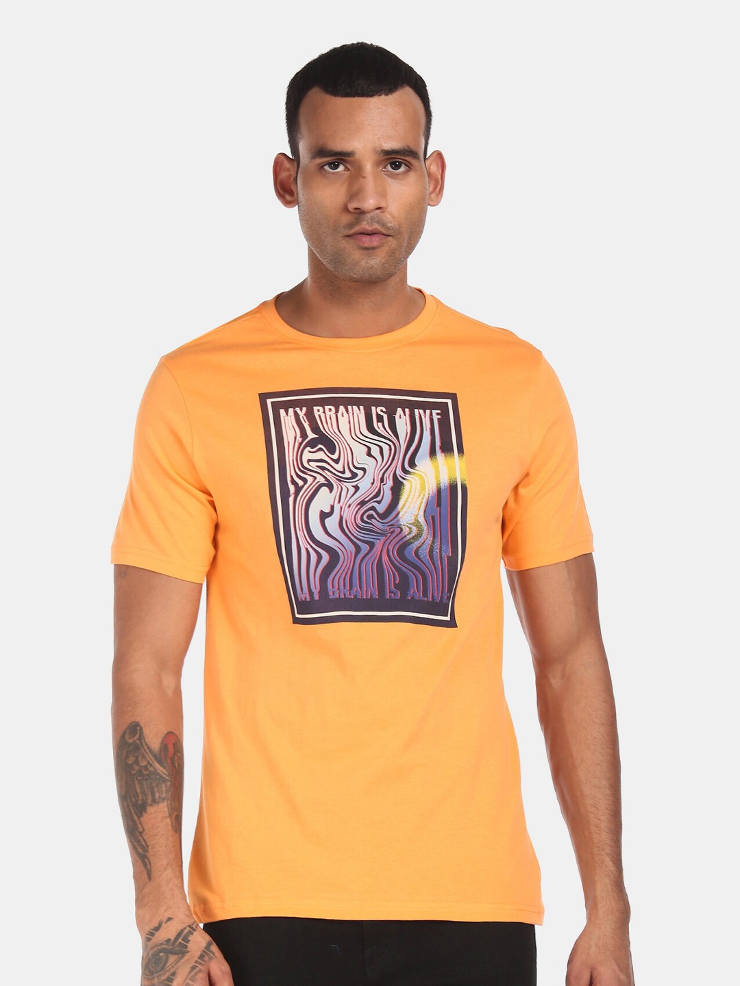 Colt Men Orange Printed T-shirt