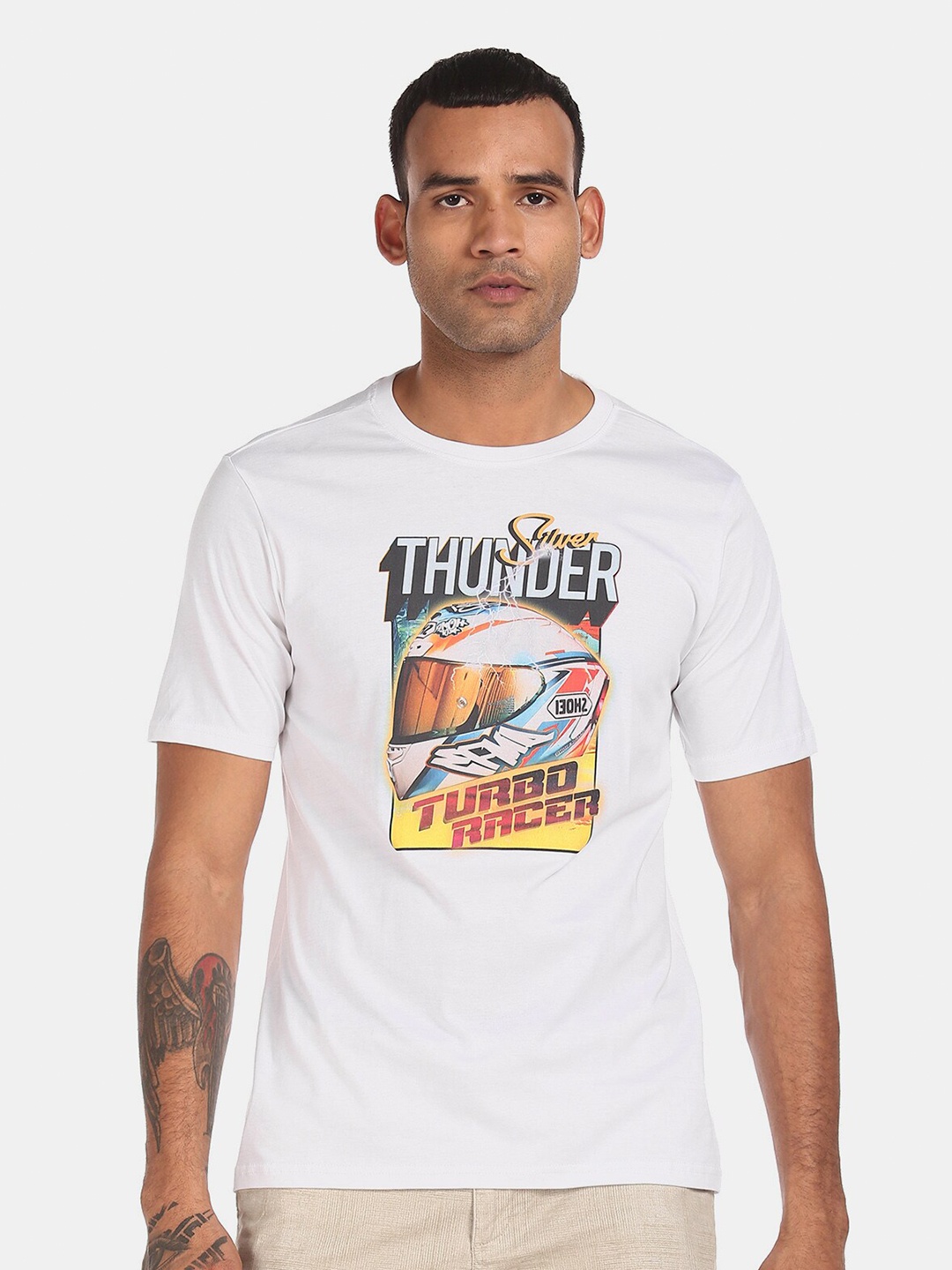 Colt Men White Printed T-shirt
