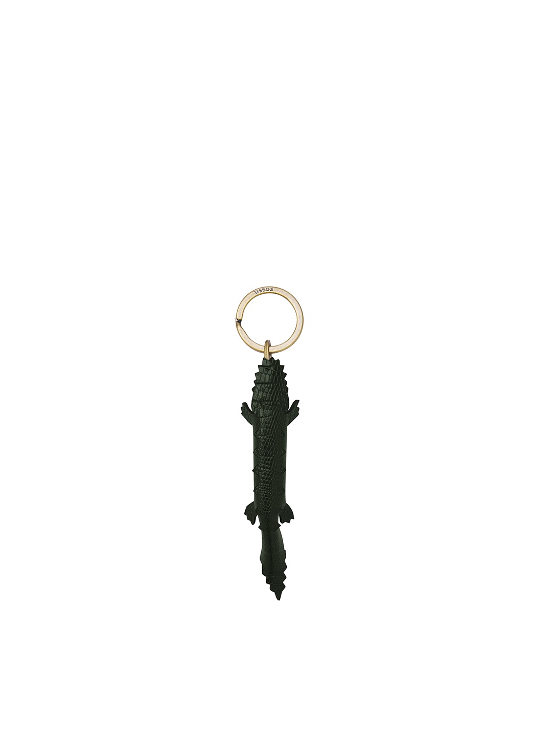 Fossil Green Leather Keychain