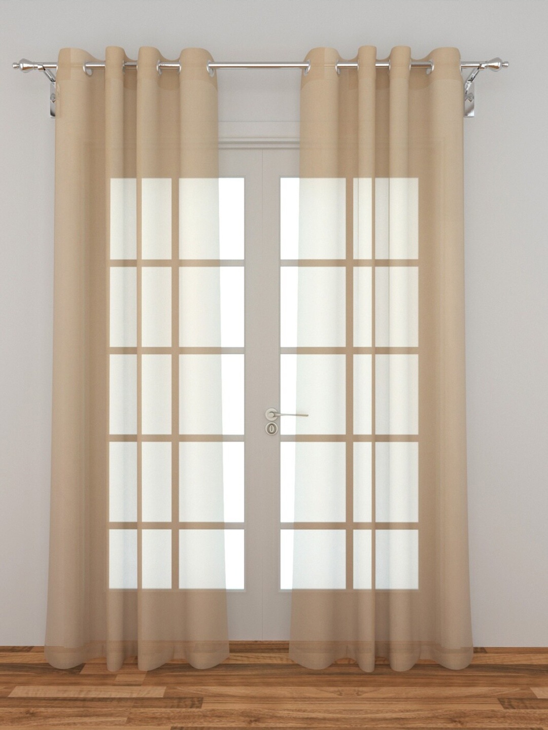 Home Centre Beige Set of 2 Sheer Door Curtain