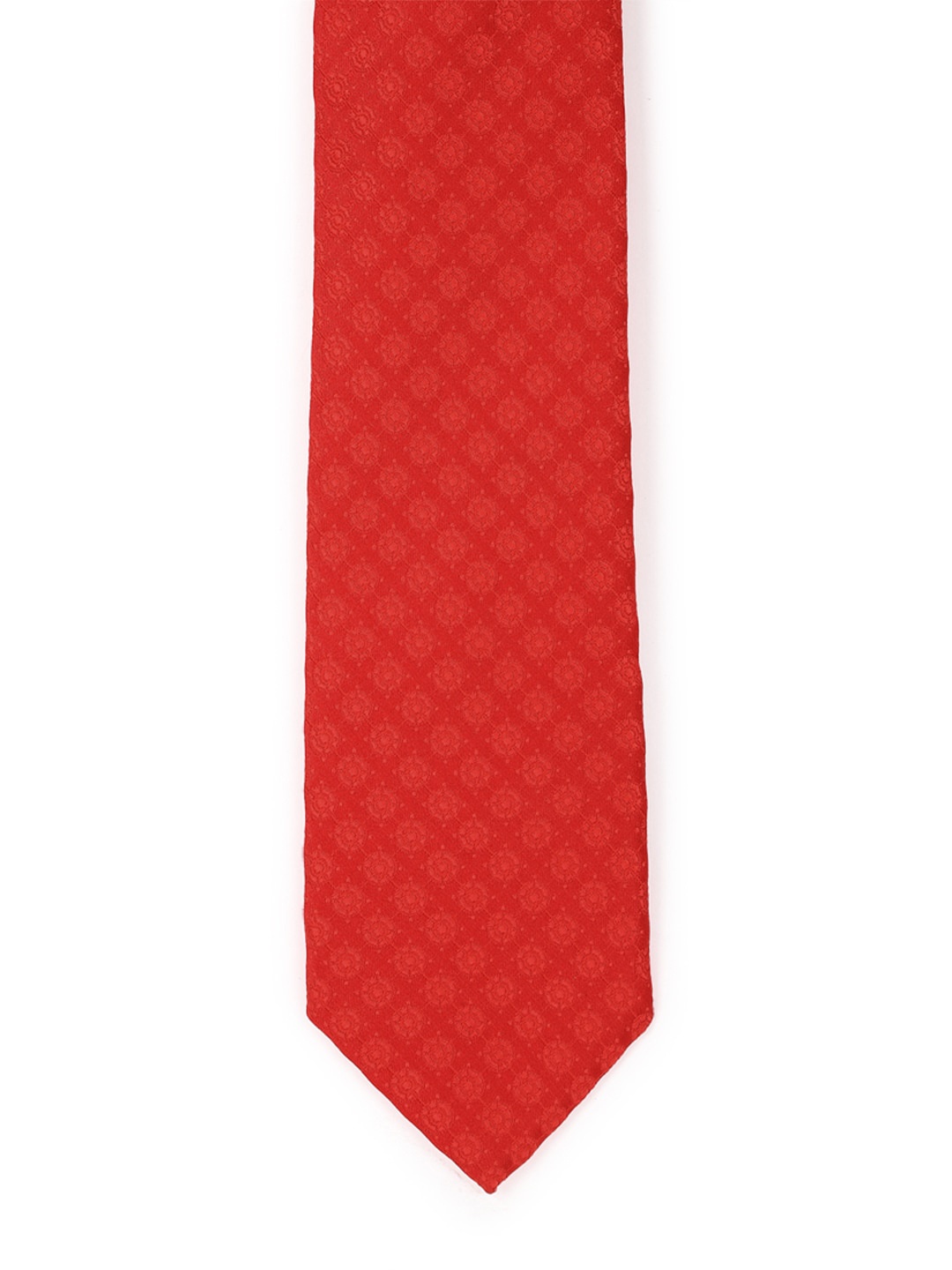 Peter England Men Red Woven Design Broad Tie