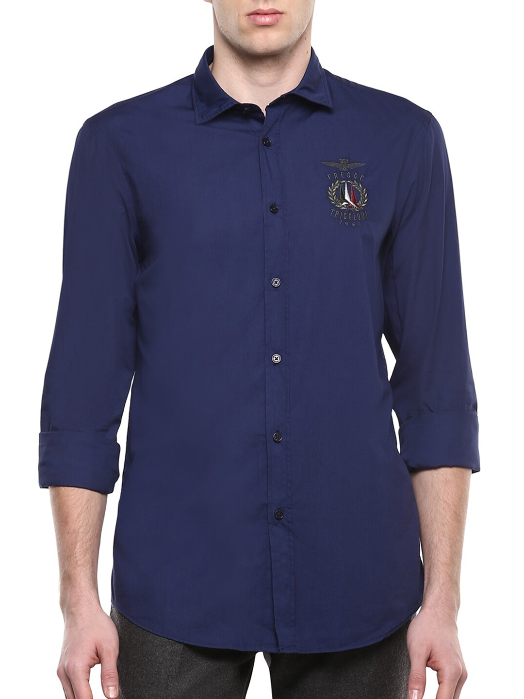 Aeronautica Militare Men Navy Blue Casual Shirt