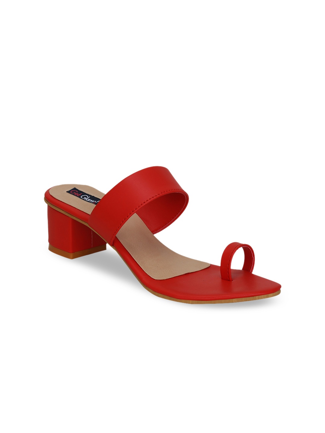 Get Glamr Red Block Sandals