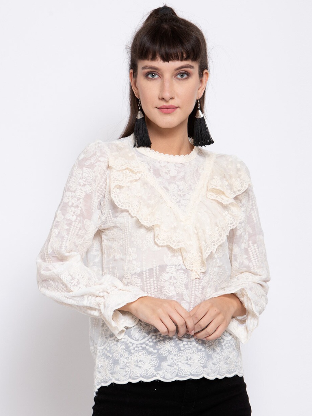 iki chic Grey Chiffon Regular Top