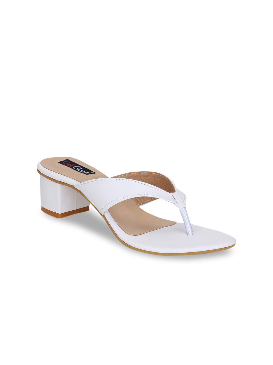 Get Glamr White Block Sandals