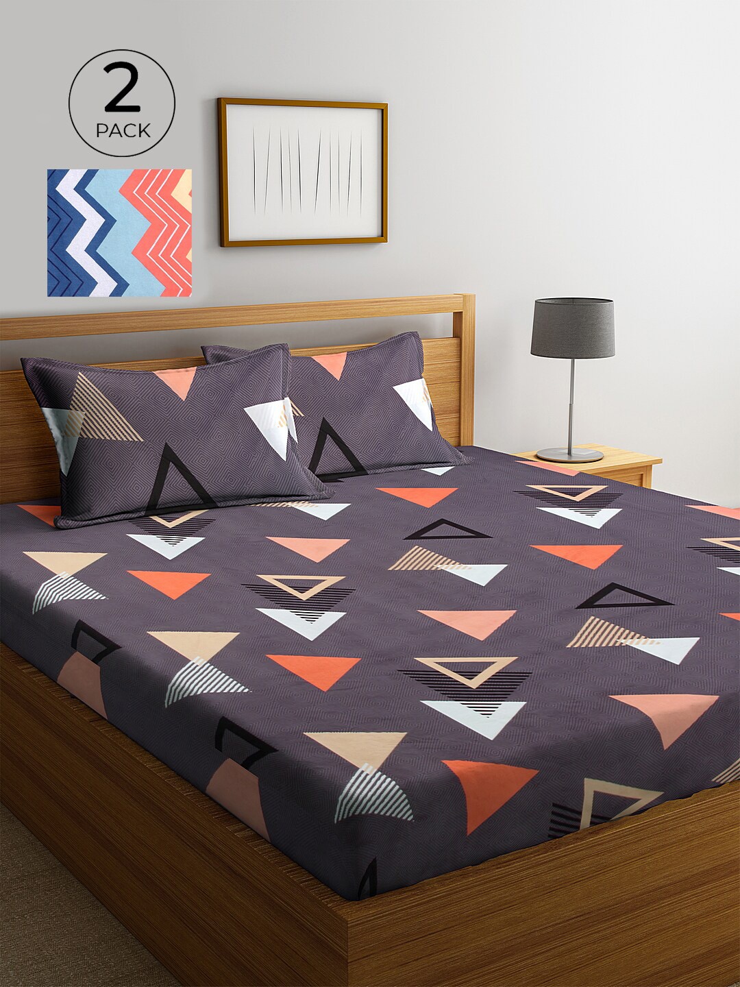 KLOTTHE Pack of Brown & Blue Geometric 210 TC 2 King Bedsheet with 4 Pillow Covers
KLOTTHE Pack of Brown & Blue Geometric 210 TC 2 King Bedsheet with 4 Pillow Covers
