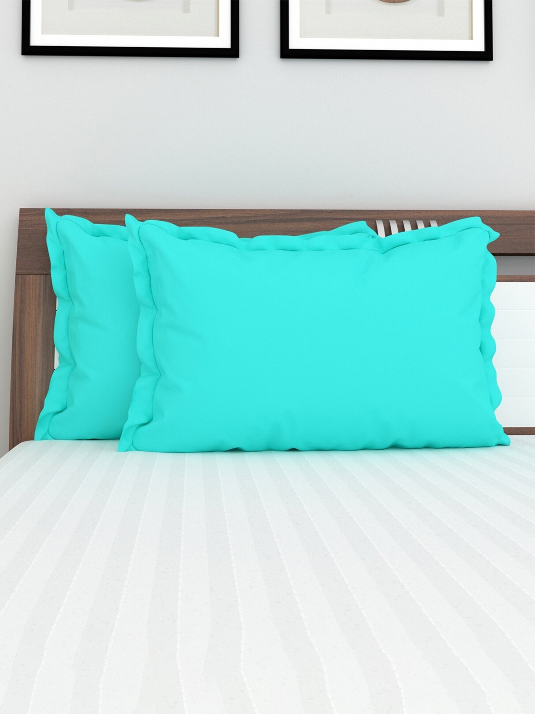 Home Centre Turquoise Blue Set of 2 Rectangle Pillow Covers
