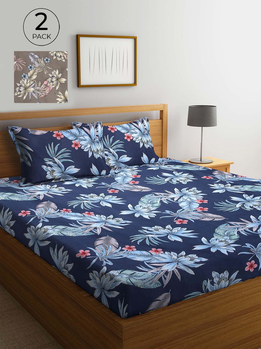 KLOTTHE Floral Printed 300 TC 2 King Size Double Bedsheets With 4 Pillow Covers, Grey
KLOTTHE Floral Printed 300 TC 2 King Size Double Bedsheets With 4 Pillow Covers, Grey