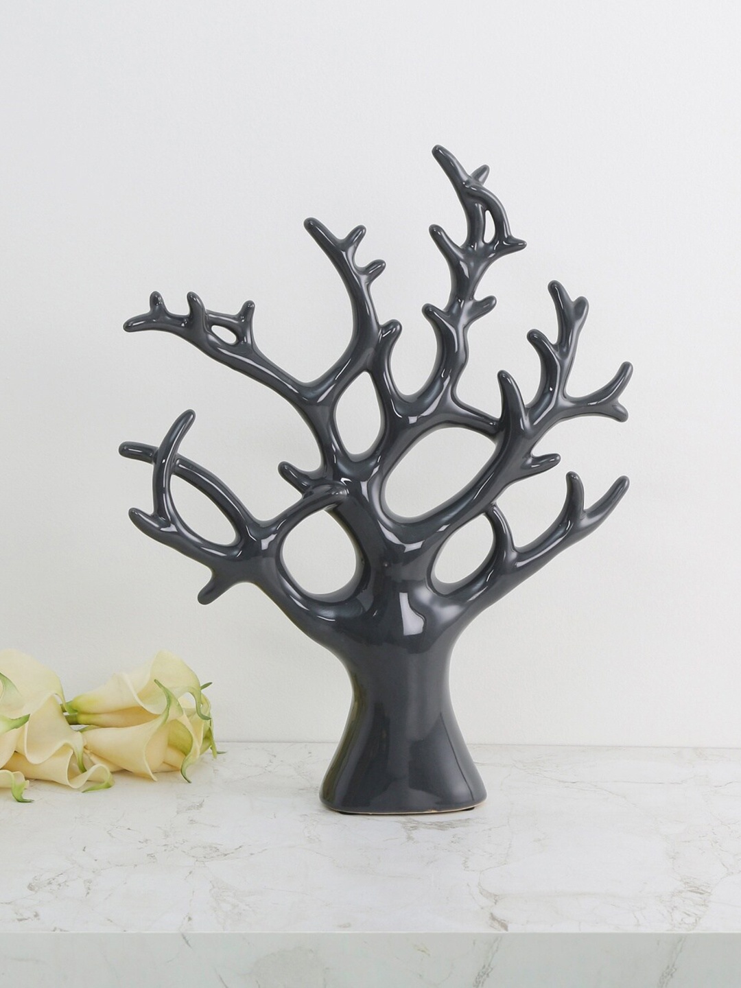 Home Centre Black Marshmallow Abstract Tree Figurine