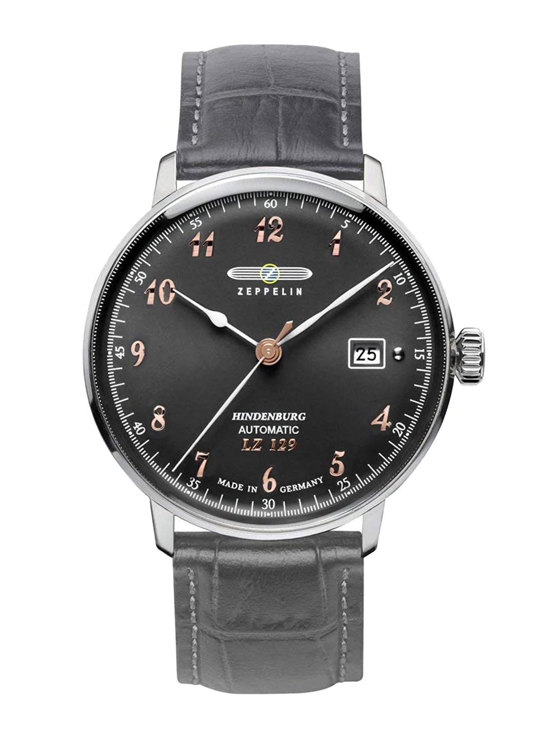 ZEPPELIN Men Grey Dial & Grey Leather Straps Date Analogue Watch 70662