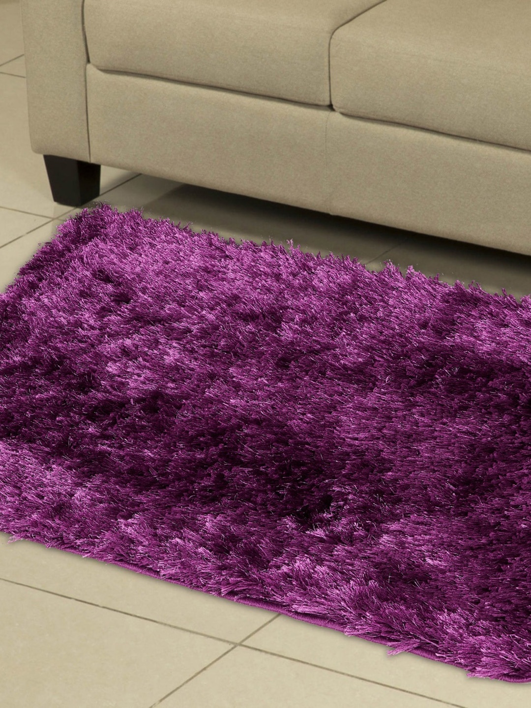 Home Centre Purple Eyelash Serena Solid Area Carpet
