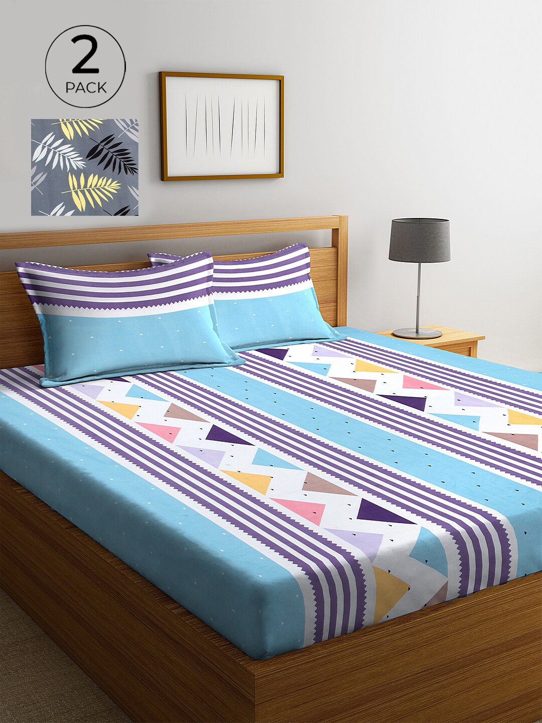 KLOTTHE Set of 2 Turquoise Blue & Grey Geometric 300 TC King Bedsheet with 4 Pillow Covers
KLOTTHE Set of 2 Turquoise Blue & Grey Geometric 300 TC King Bedsheet with 4 Pillow Covers