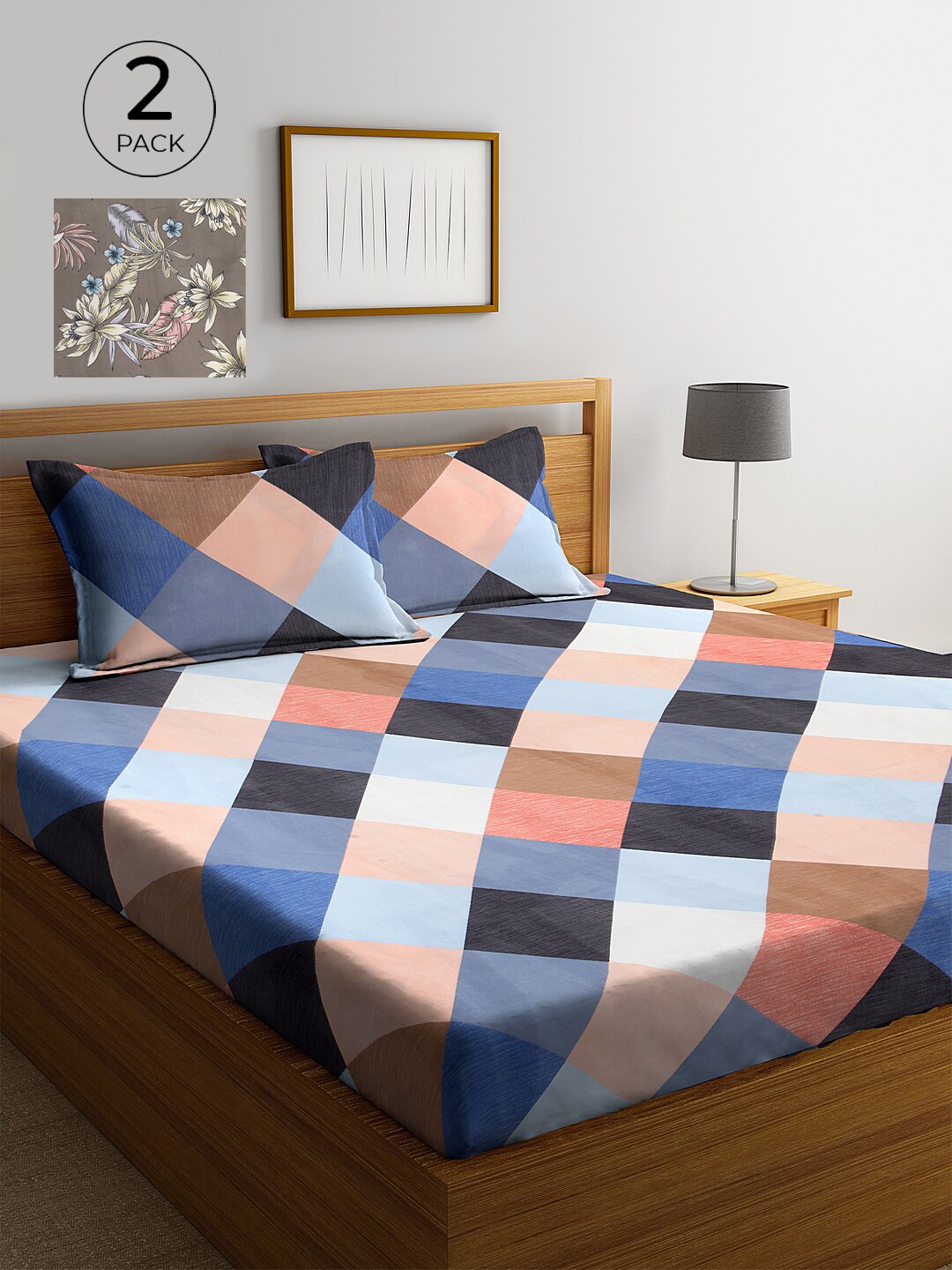KLOTTHE Multicolor Geometric 210 TC Poly Cotton 2 King Size Double Bedsheet Set, Multi
KLOTTHE Multicolor Geometric 210 TC Poly Cotton 2 King Size Double Bedsheet Set, Multi