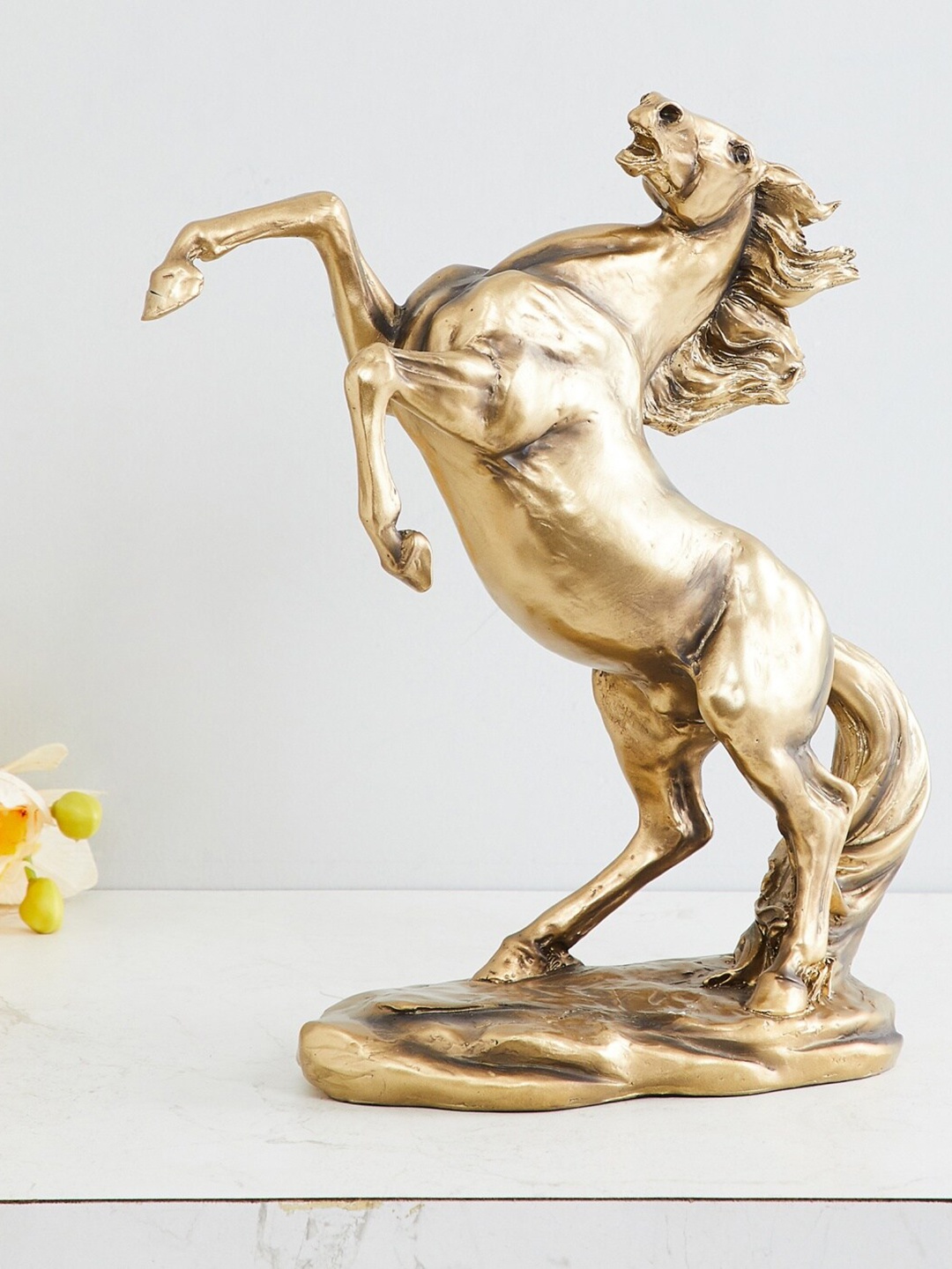 Home Centre Gold-Toned Jaguar Galloping Horse Figurine
