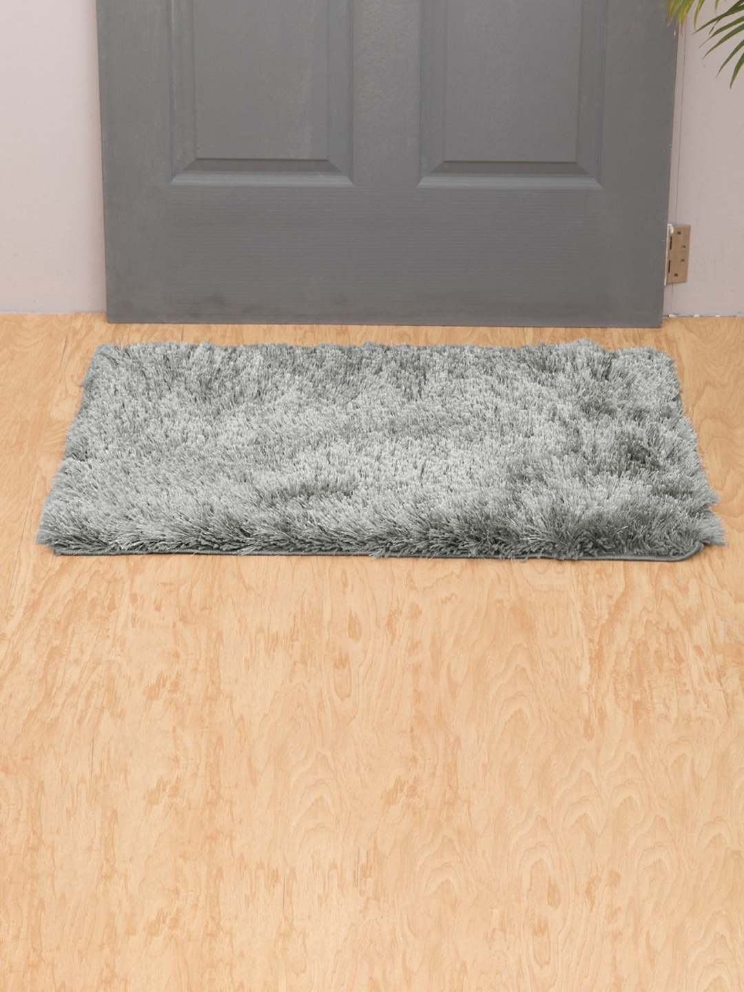Home Centre Grey Solid Serena Shaggy Doormat