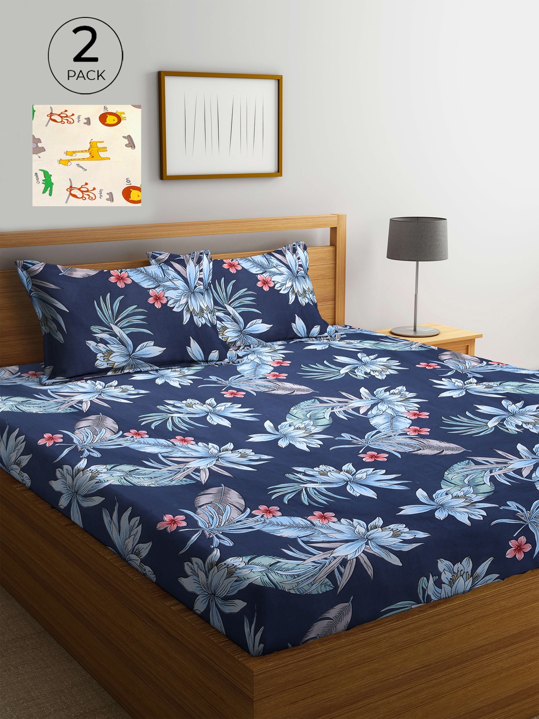 KLOTTHE Multicolor Floral 210 TC Poly Cotton 2 King Size Double Bedsheet Set, Multi
KLOTTHE Multicolor Floral 210 TC Poly Cotton 2 King Size Double Bedsheet Set, Multi