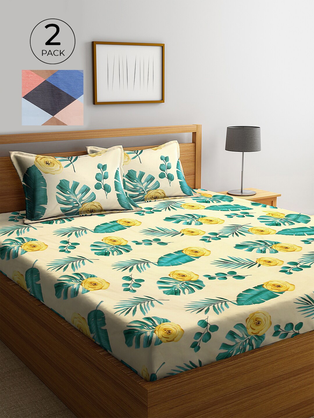 Klotthe Multicolor Printed 210 TC 2 King Size Double Bed Sheet with 4 Pillow Cover, Multi
Klotthe Multicolor Printed 210 TC 2 King Size Double Bed Sheet with 4 Pillow Cover, Multi