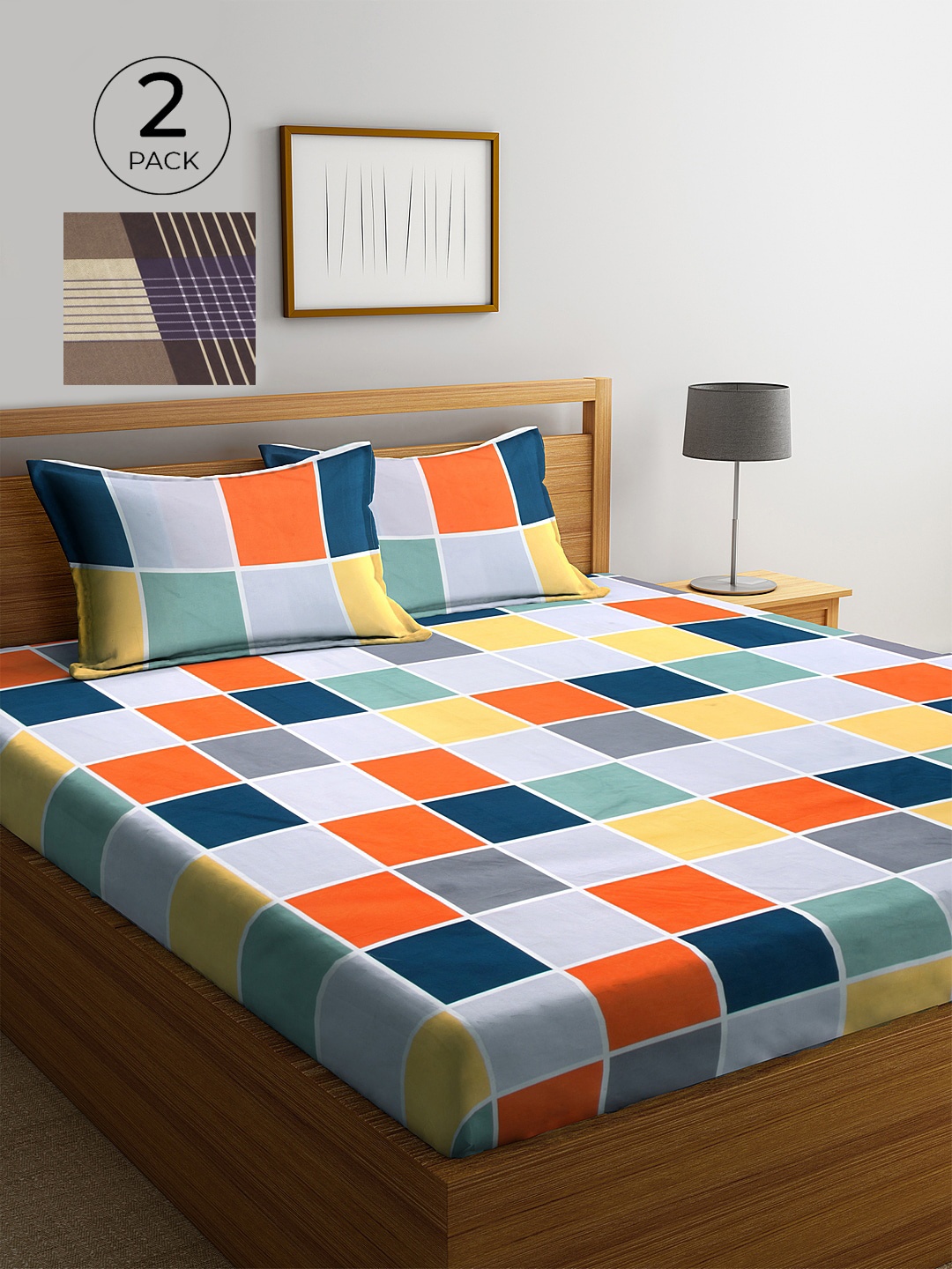 KLOTTHE Multicolor Geometric 210 TC Poly Cotton King Size 2 Bed Sheet With 4 Pillow Covers, Multi
KLOTTHE Multicolor Geometric 210 TC Poly Cotton King Size 2 Bed Sheet With 4 Pillow Covers, Multi