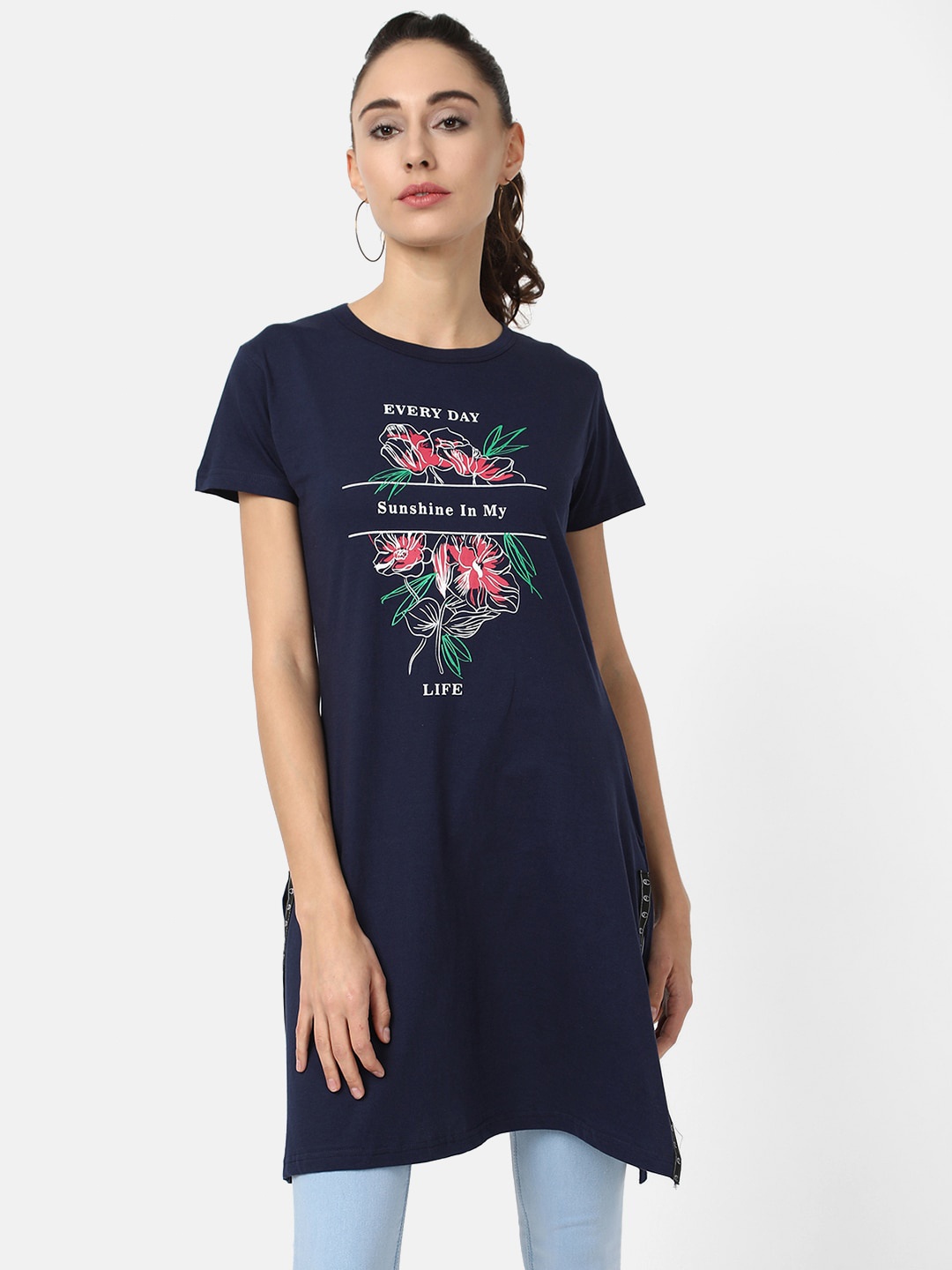 V2 Value & Variety Navy Blue Regular Longline Top