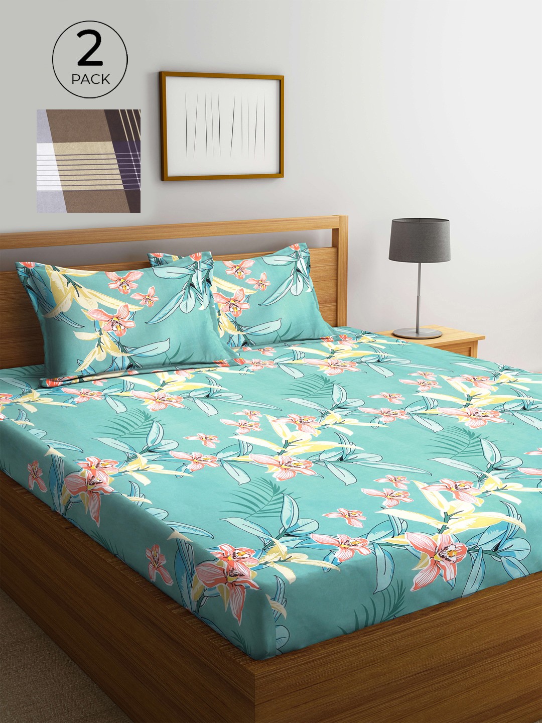 KLOTTHE Turquoise Blue & White Floral 210 TC 2 King Bedsheet with 4 Pillow Covers
KLOTTHE Turquoise Blue & White Floral 210 TC 2 King Bedsheet with 4 Pillow Covers