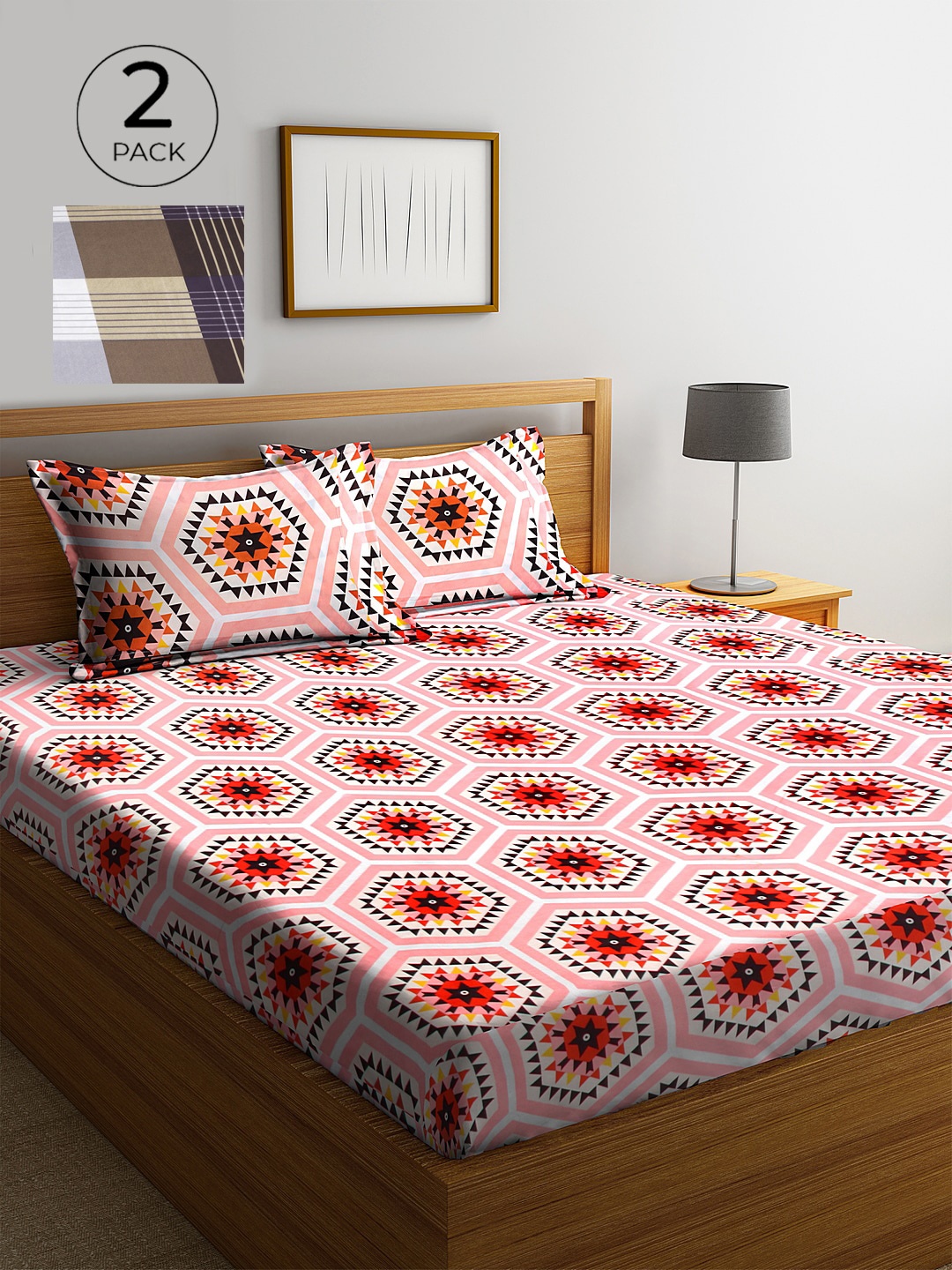 KLOTTHE Multicolor Geometric 210 TC Poly Cotton King Size 2 Bedsheet With 4 Pillow Covers, Multi
KLOTTHE Multicolor Geometric 210 TC Poly Cotton King Size 2 Bedsheet With 4 Pillow Covers, Multi