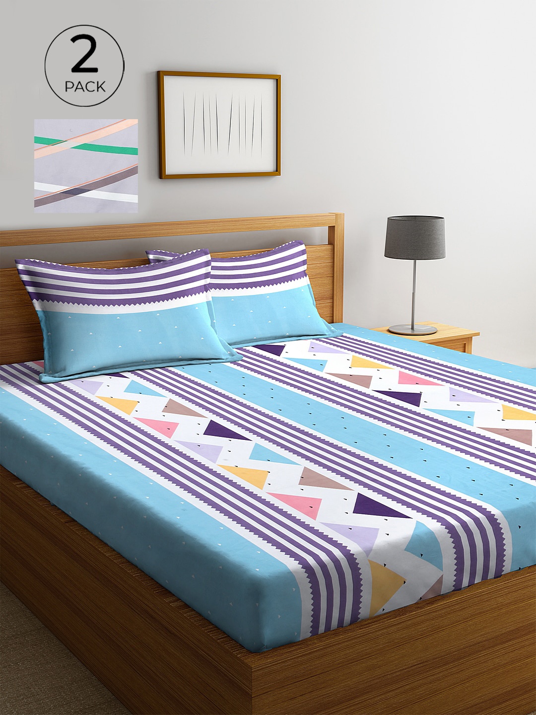 KLOTTHE Multicolor Geometric 210 TC Poly Cotton 2 King Size Double Bedsheet Set, Turquoise blue
KLOTTHE Multicolor Geometric 210 TC Poly Cotton 2 King Size Double Bedsheet Set, Turquoise blue