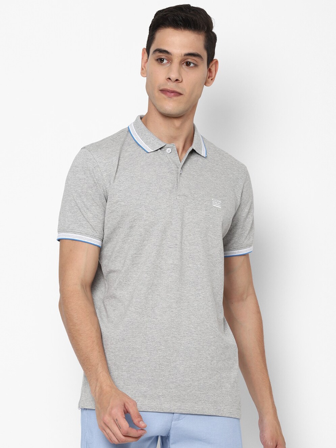 Allen Solly Men Grey Polo Collar T-shirt