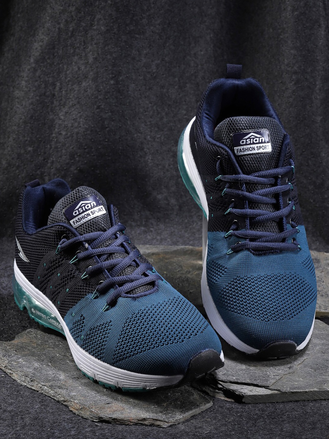 ASIAN Men Navy Blue Textile Running Shoes
