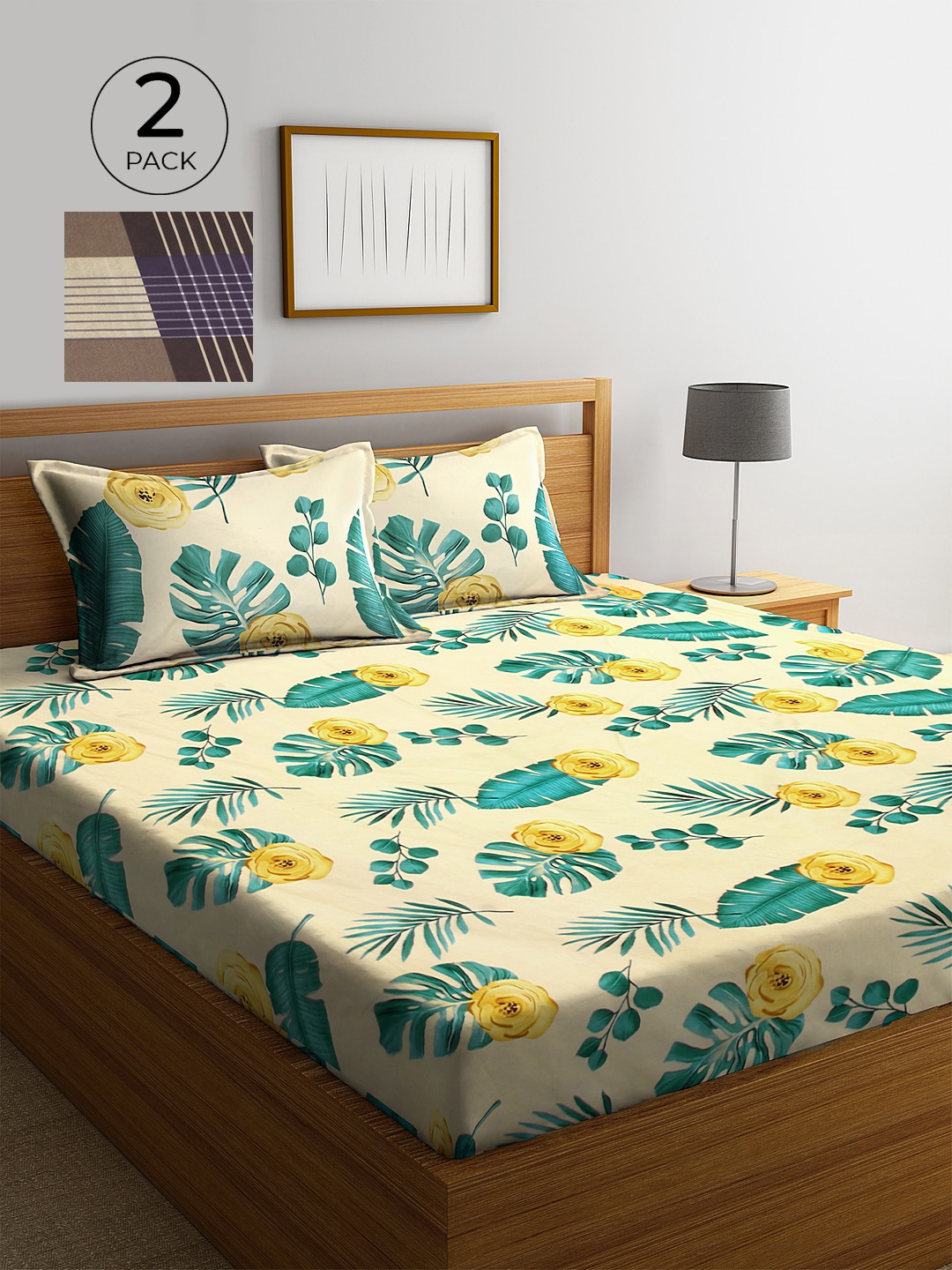 KLOTTHE Set Of 2 Floral & Geometric Printed 210 TC King Bedsheet with 4 Pillow Covers, Yellow
KLOTTHE Set Of 2 Floral & Geometric Printed 210 TC King Bedsheet with 4 Pillow Covers, Yellow