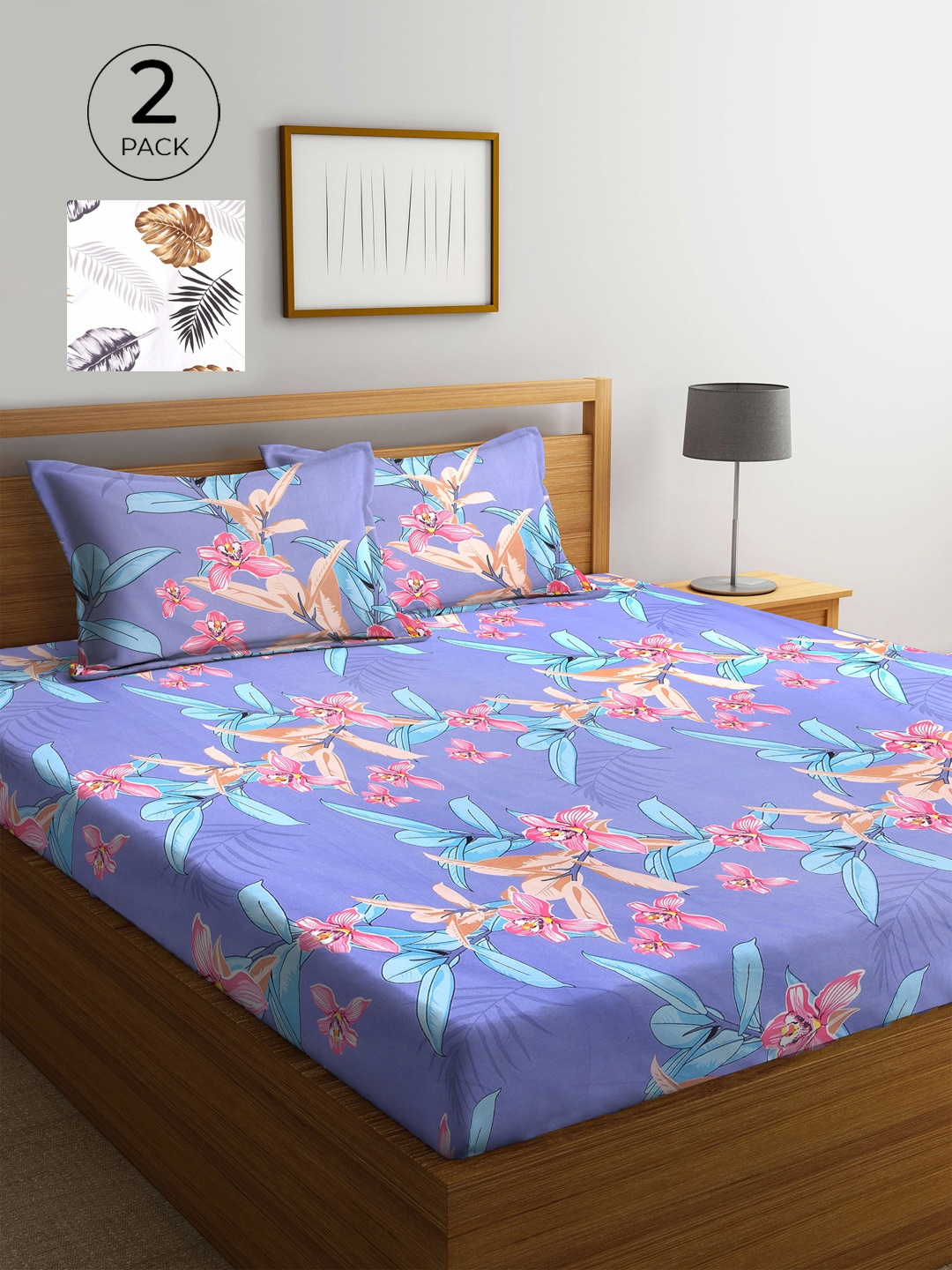 KLOTTHE White & Purple Floral 210 TC 2 King Bedsheet with 4 Pillow Covers
KLOTTHE White & Purple Floral 210 TC 2 King Bedsheet with 4 Pillow Covers