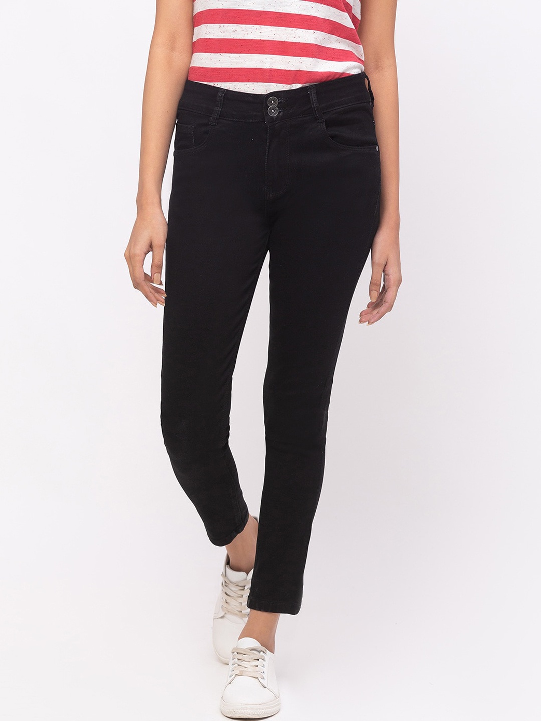 ZOLA Women Black Slim Fit Cropped Jeans
