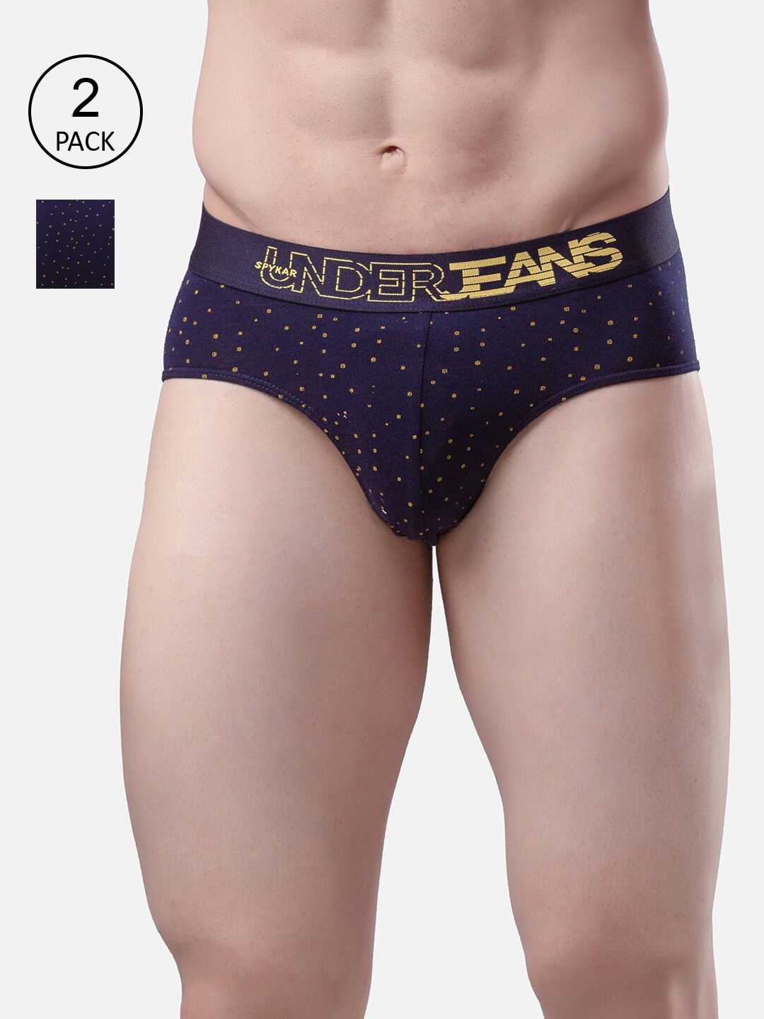 UnderJeans by Spykar Men Pack Of 2 Navy Blue & Yellow Printed Basic Briefs-UJMBRPBC041
UnderJeans by Spykar Men Pack Of 2 Navy Blue & Yellow Printed Basic Briefs-UJMBRPBC041