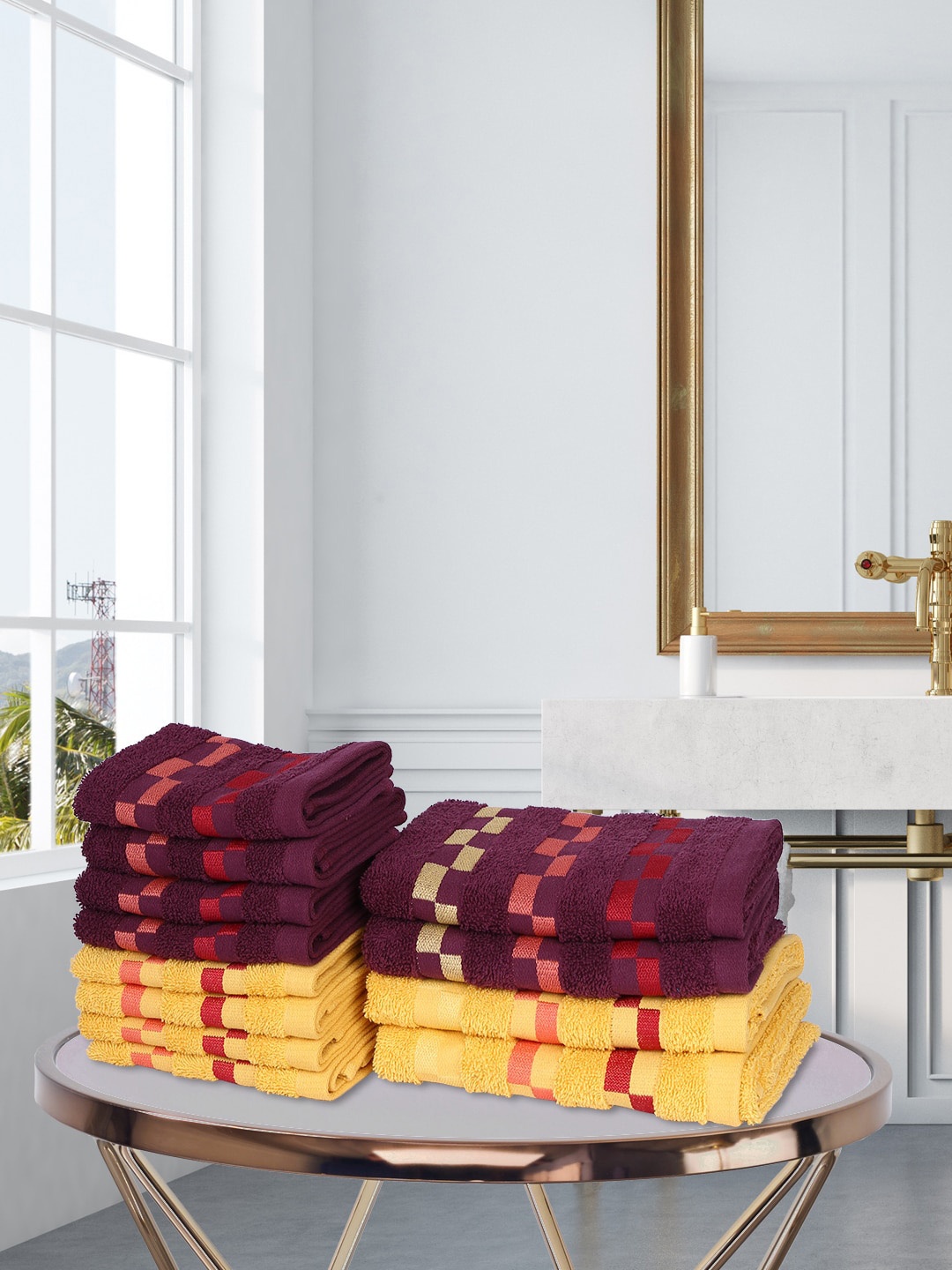BIANCA Unisex Set Of 12 Striped 450 GSM Pure Mercerized Combed Cotton Towel Set, Purple
BIANCA Unisex Set Of 12 Striped 450 GSM Pure Mercerized Combed Cotton Towel Set, Purple