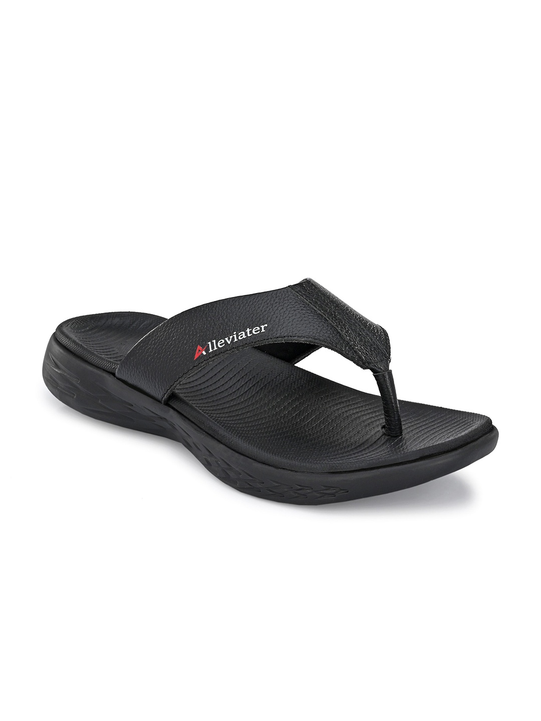 Alleviater Men Black Rubber Thong Flip-Flops