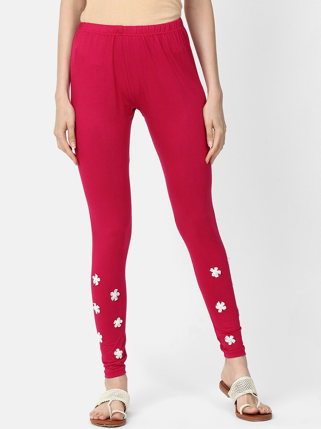 V2 Value & Variety Women Pink Solid Churidar-Length Leggings