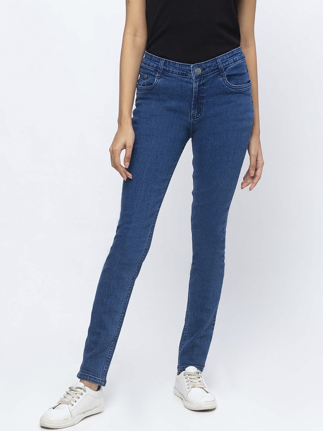 ZOLA Cotton Slim Fit High Rise Lightweight Denim Jeans, Blue